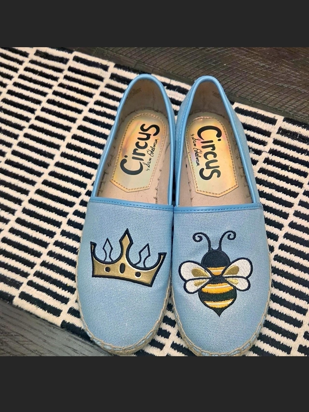 Circus by Sam Edelman Light Blue Bee & Crown Espadrille Flats